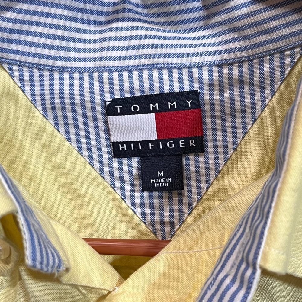 Tommy Hilfiger Yellow Shirt with Blue Stripes